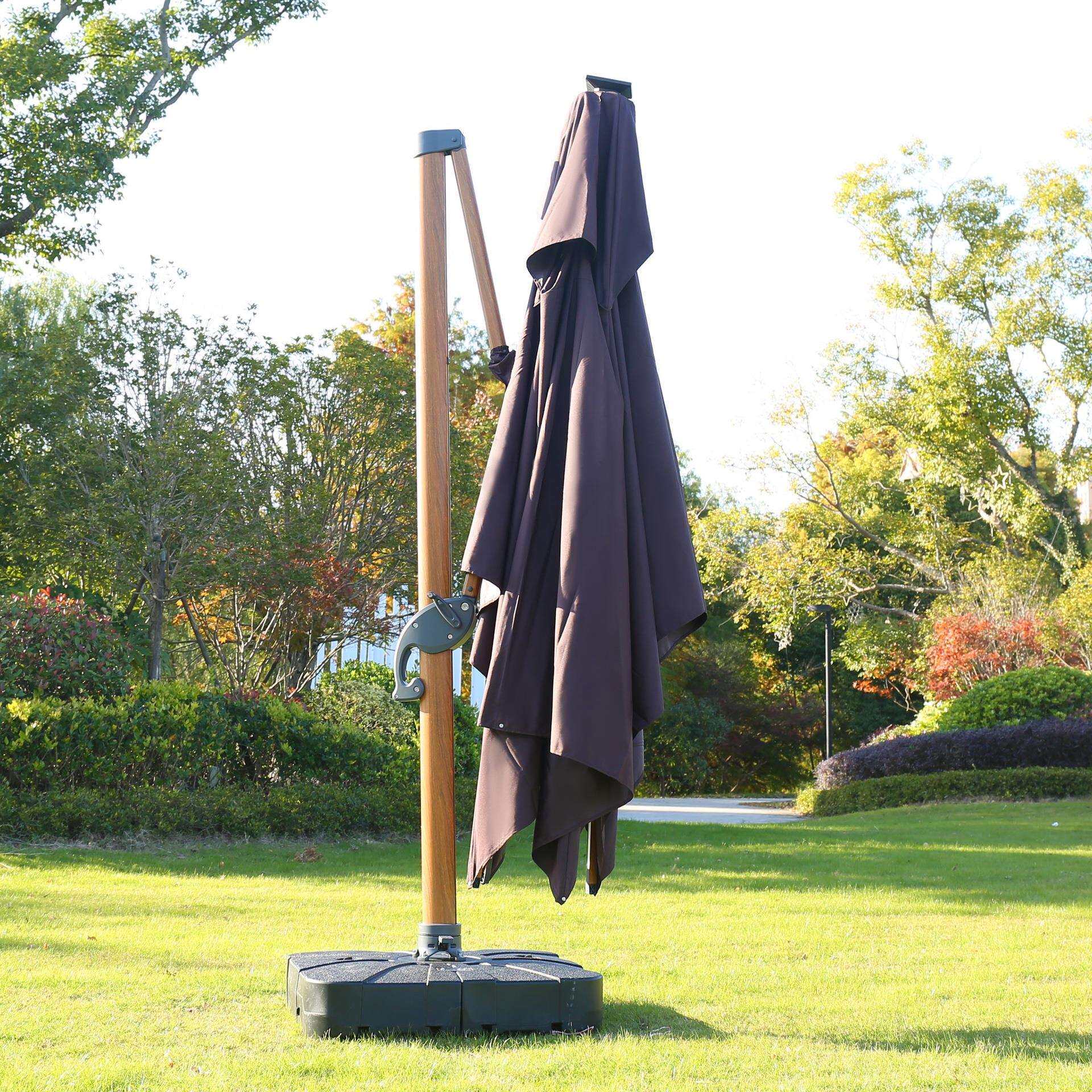 太阳能LDE灯户外休闲侧立庭院伞别墅花园罗马伞商务单边大遮阳伞