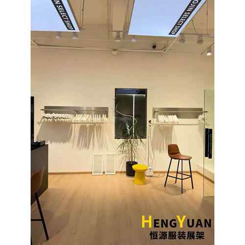 服装店展示架上墙不锈钢侧挂挂衣架工业风陈列架壁挂式女装店货架