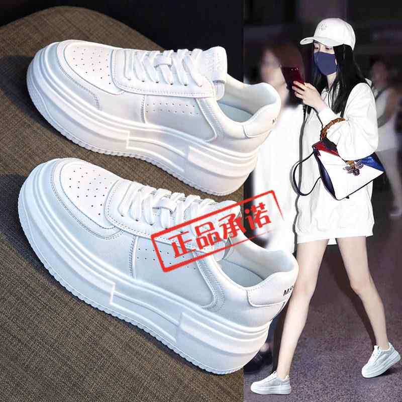 香港正品内小白鞋女2025春季新款厚底软底真皮透气运动休闲 鞋子