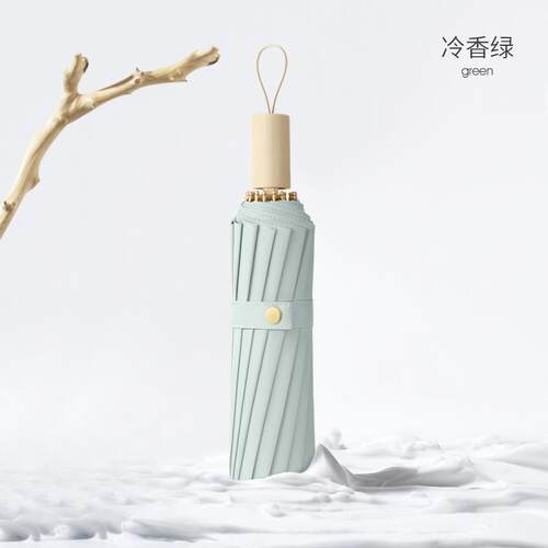 正品新款三折柄16骨折叠加伞伞大晴雨两用雨伞日系小清新抗风木黑