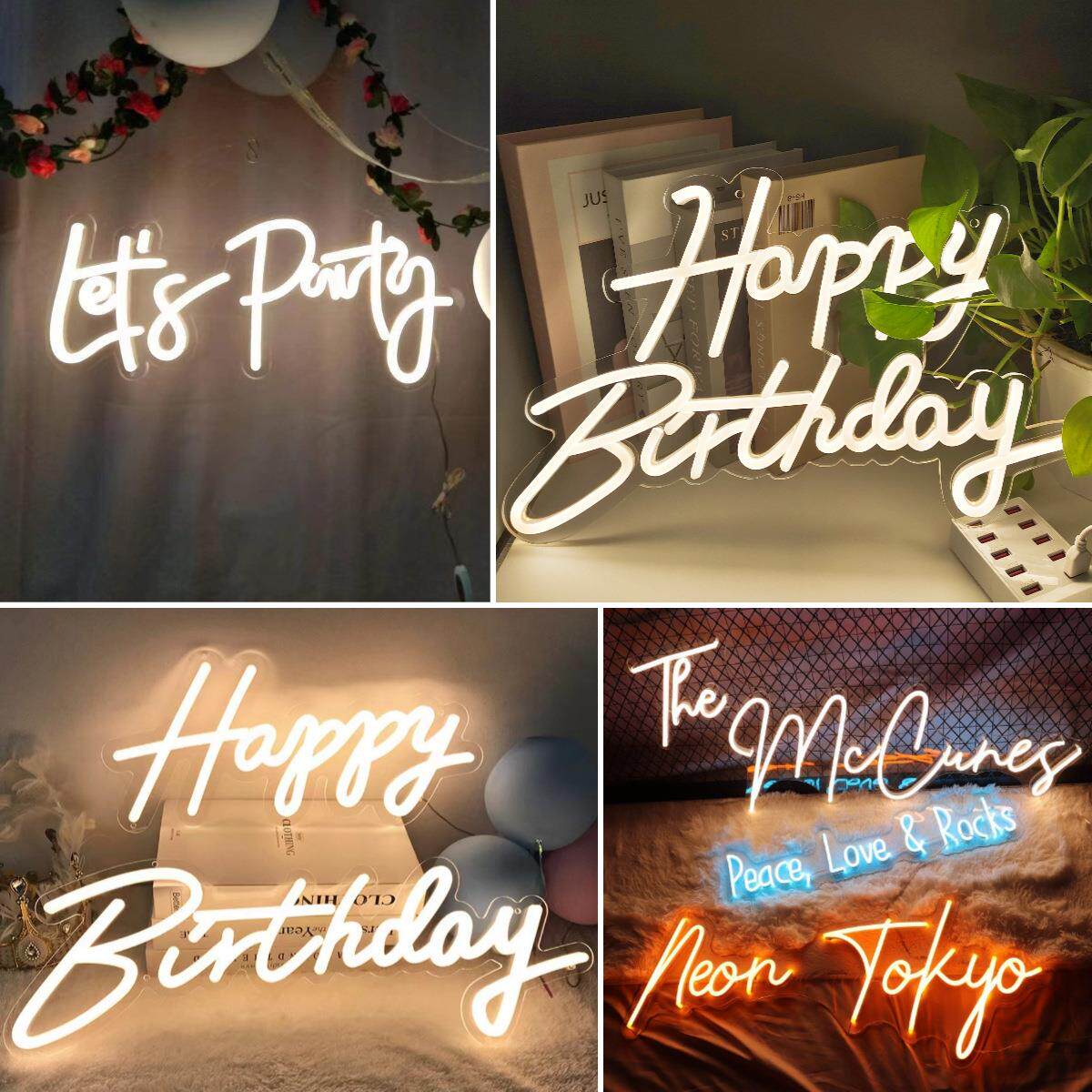 跨境led霓虹灯生日快乐氛围灯happy birthday派对装饰灯牌亚克力