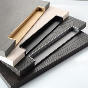 现代简约整体橱柜抽屉把手开 槽无缝暗拉手隐形一体成型衣柜门内