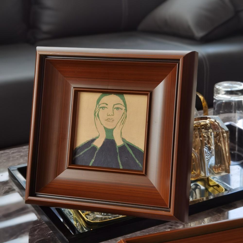 实木小众艺术复古装饰画 法式中古风客厅卧室餐边柜挂画壁画