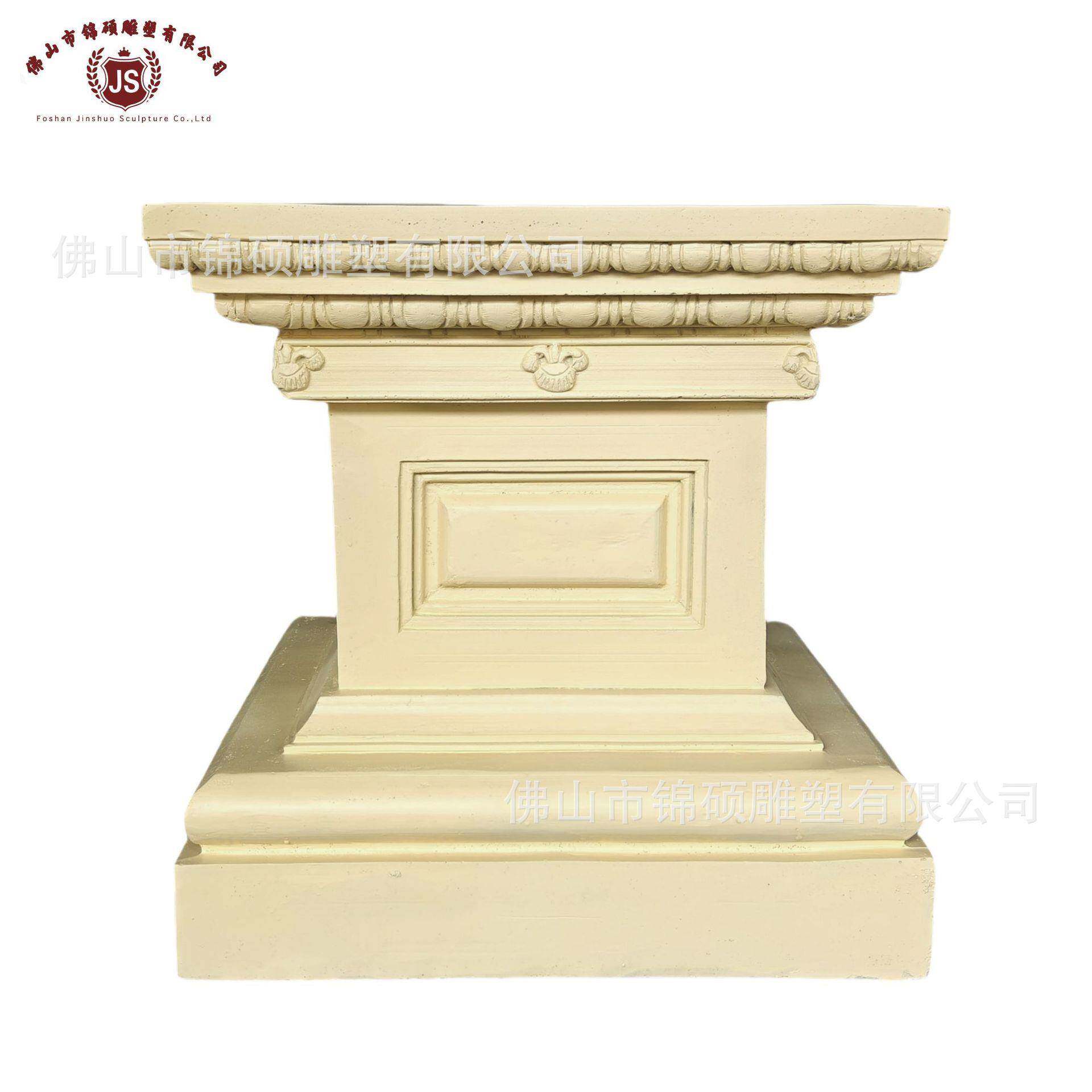 佛山厂家人造砂岩欧式造型柱墩 水泥雕花方形底座 景观花盆基座