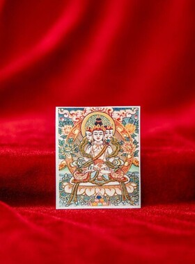 2026新款藏式唐卡手绘描金唐卡十二生肖守护神唐卡画芯钛钢壳项链