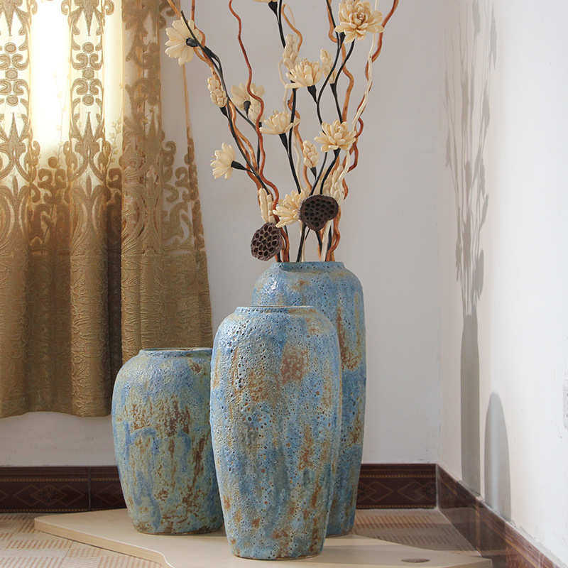 景德镇粗陶陶罐坛子花器落地花瓶土陶做旧仿古大型花盆样板房摆设,家居饰品,花瓶,淘宝优惠券,粉丝福利购,淘宝优惠卷