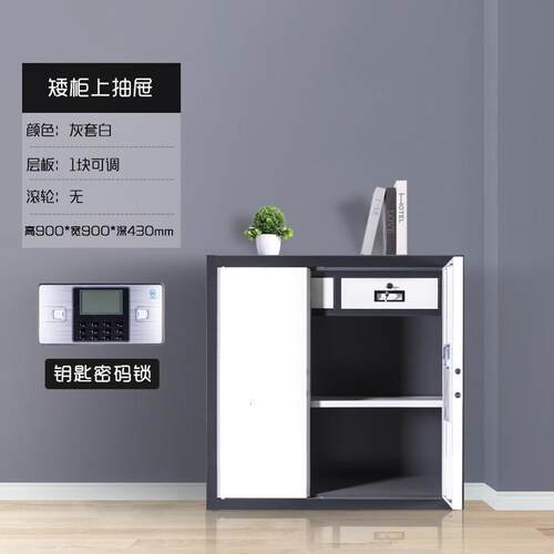 指纹密码锁文件柜办公铁皮财务资料档案柜电子锁储物矮柜保密柜