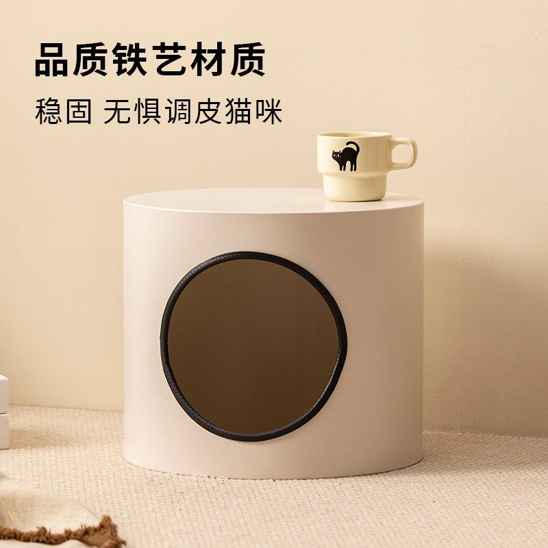 半封闭圆形宠物猫窝凳子四季通用房子人宠共用小型犬狗窝边几猫床