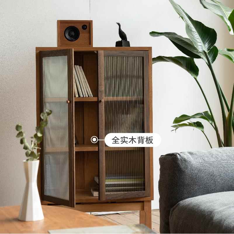 MUMO木墨 玻璃三层柜 黑胡桃木樱桃木 餐厅客厅储物 实木家具