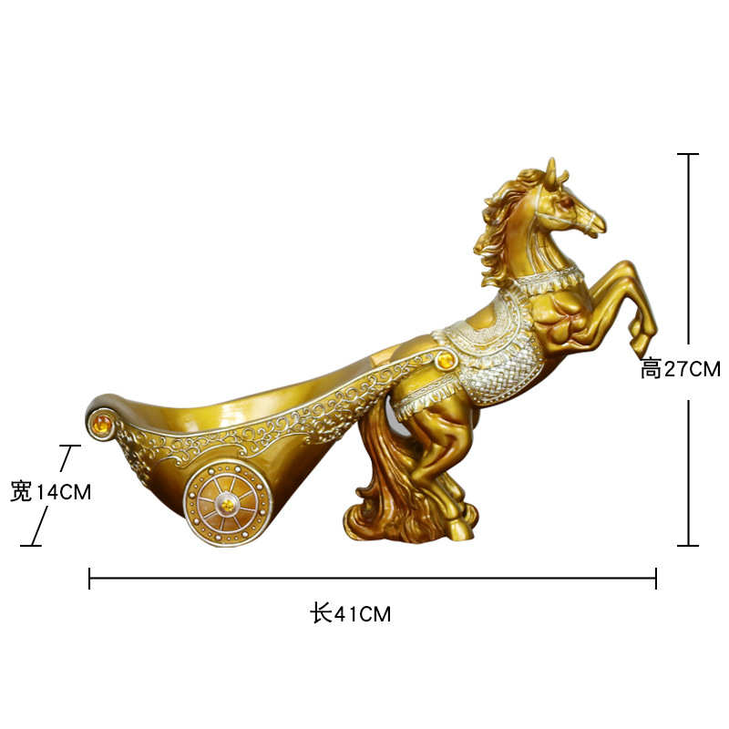 树脂骏马装饰品客厅电视柜摆件红酒欧式手绘创意拉车酒柜送礼架