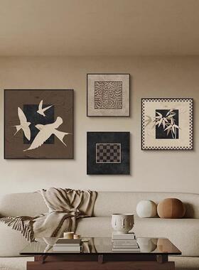 法式中风复古美拉WER-0580德客抽厅合装饰画象古沙发背景墙组挂画