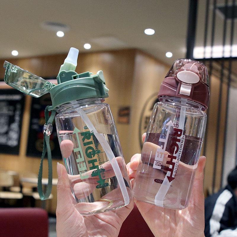 吸管杯大人孕妇带刻度可携式水瓶耐热防摔水杯刻度塑料杯高颜值杯