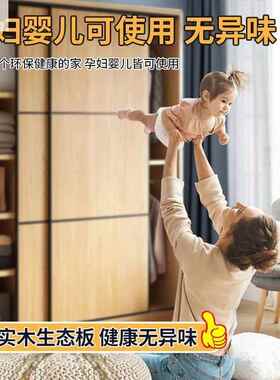 出租房LZQ用E0级木衣纳柜拉大衣橱储物家实用卧室小户型推门实用