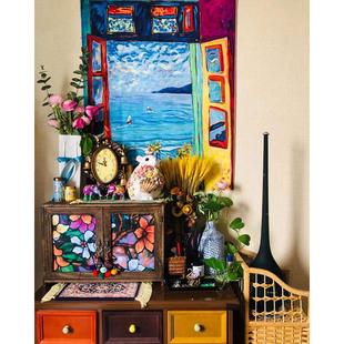 宿舍床头背景装 色彩鲜艳墙布 马蒂斯艺术特色挂布 ALI6海边窗户