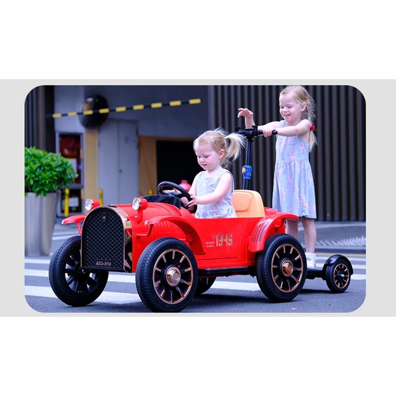 正品子儿童电动车可四轮遥控汽车老爷车双人小孩玩坐具车可站大人