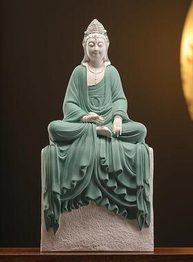 陶瓷净瓶观音菩萨佛像摆件供奉客厅家用办公室桌面玄关博古架装饰