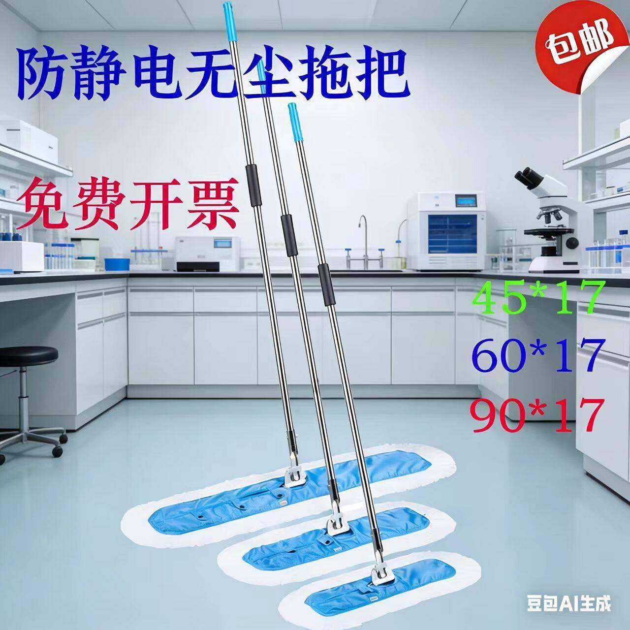 防静电工厂无尘室车间专用拖把90*60*17净化除尘布拖把洁净室拖布