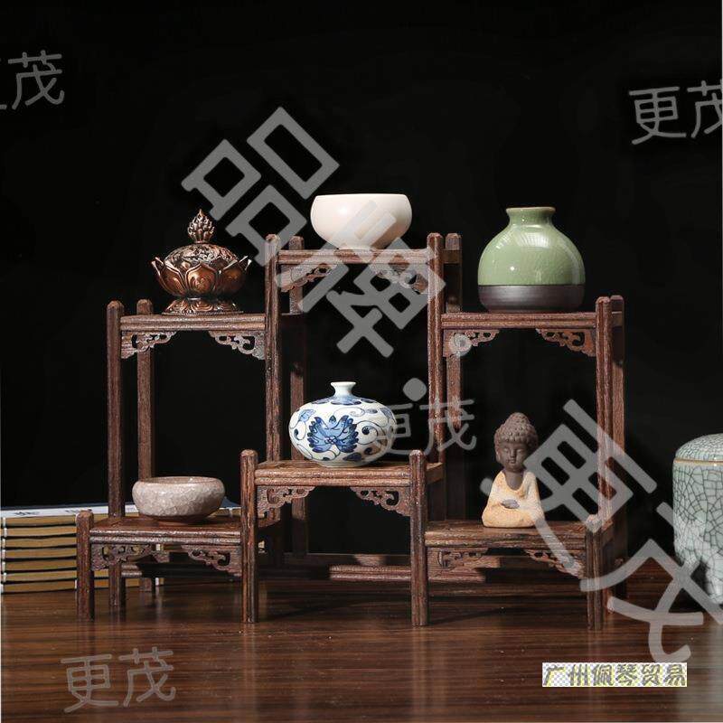 鸡翅木博古架中式小多宝阁茶具架子实木置物架茶壶架摆件架展示架