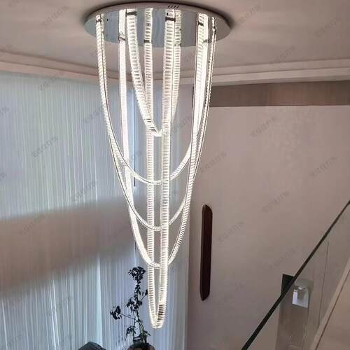 别墅挑空大气客厅吊灯意式轻奢极简跃层复式楼中空loft水晶大吊灯