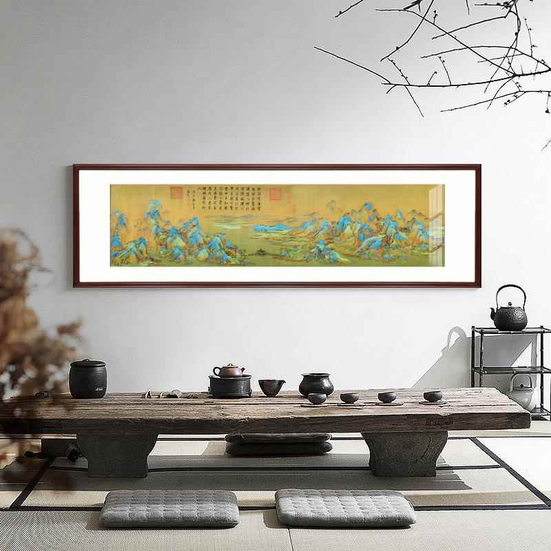 千里江山装饰画新中式国画客厅背景壁画玄关书房办公室山水挂画