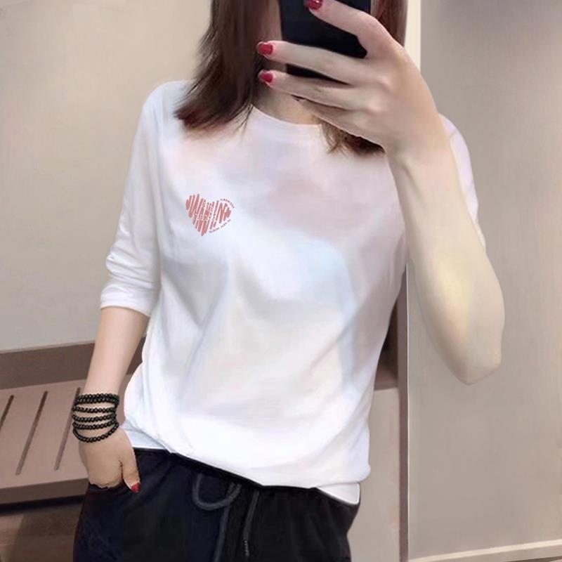 好货时尚白色七分袖t恤上衣女春秋新款欧货正肩宽松中袖内搭打底