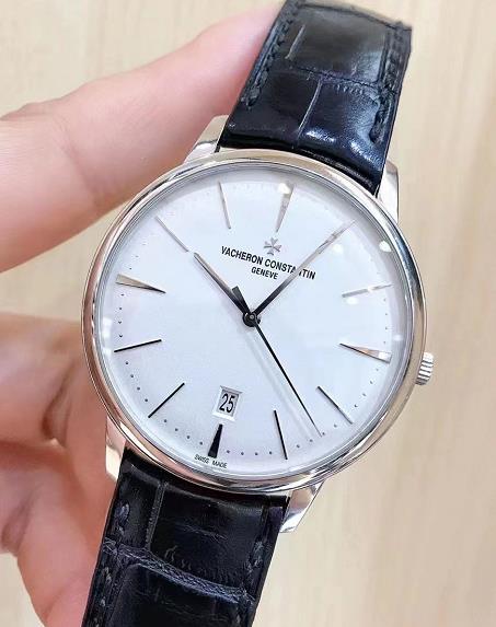 先鉴后发 98新40mm江诗丹顿85180日历白金自动机械正装男表正品
