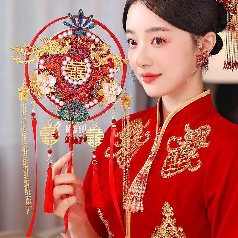中式婚礼团扇新娘扇子结婚喜扇手工DIY材料包出嫁接亲秀禾扇包邮,居家日用,迷你风扇,淘宝优惠券,粉丝福利购,淘宝优惠卷