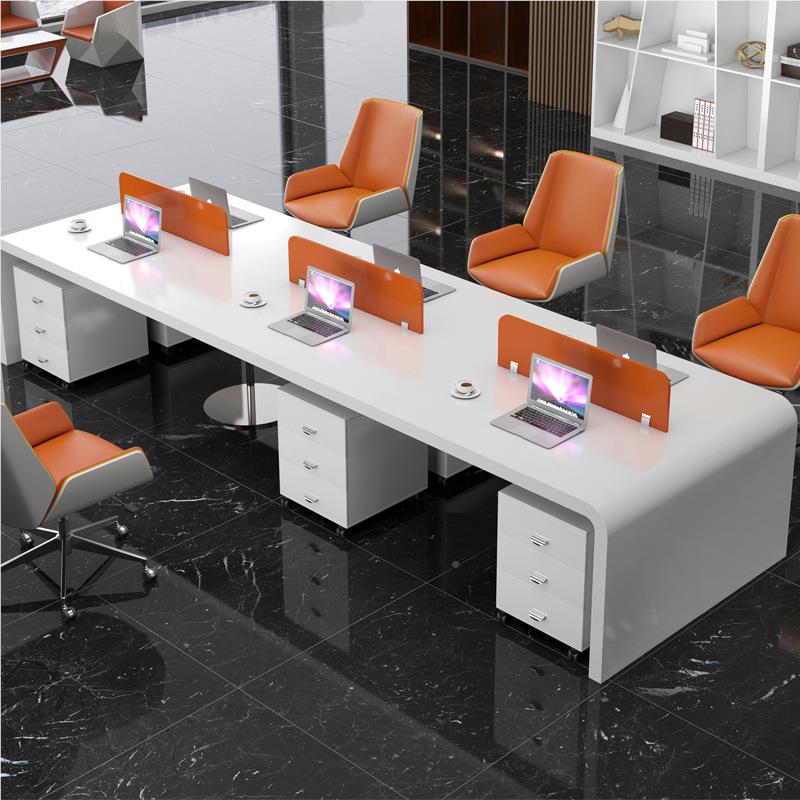 烤漆职员办公风桌2/4/6四人位简约经现型代员工桌椅屏济工作组合