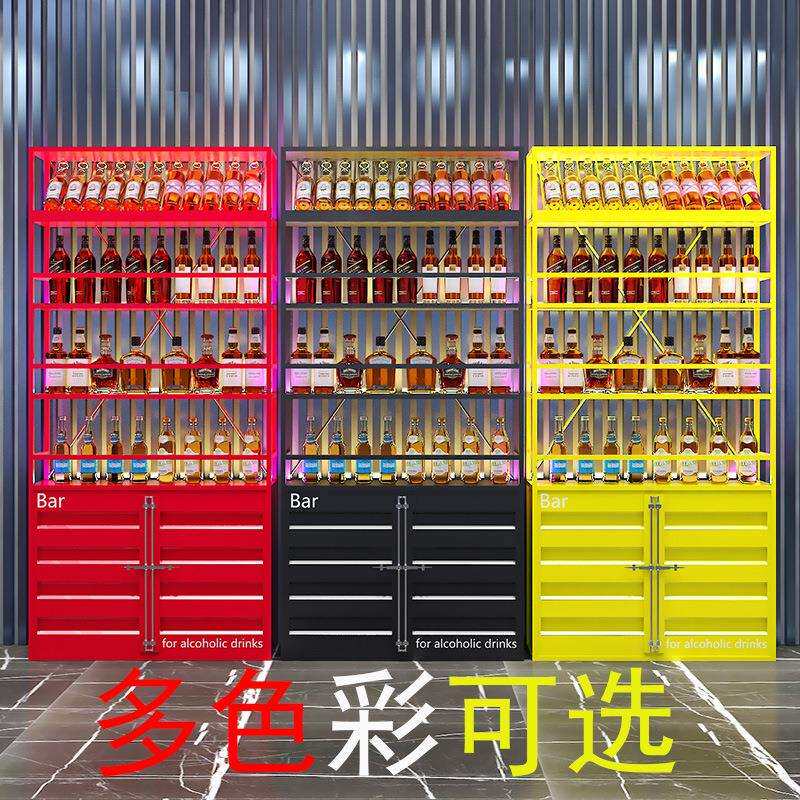 餐厅酒馆酒水展示架 爆款集装箱酒吧酒柜烧烤店酒架工业风红酒架