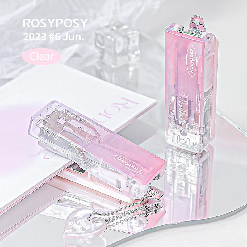 「美感订书机天花板！」Rosyposy渐变清透迷你小省力透明便携钉书