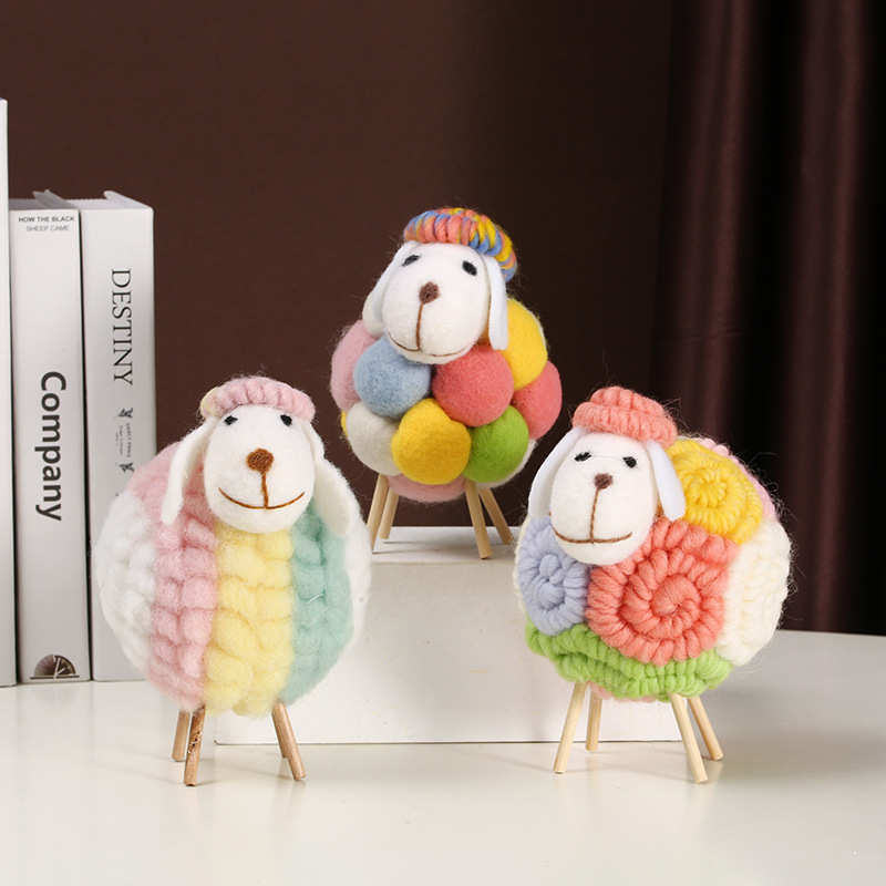 1Pc Mini Table Ornament Felt Sheep Figurines Miniatures Wool