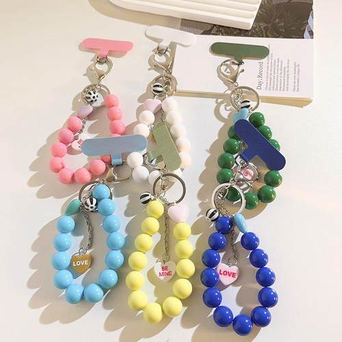 ins日韩小众纯色珠珠链手工串珠吊坠挂饰腕带ccd相机通用手机挂绳