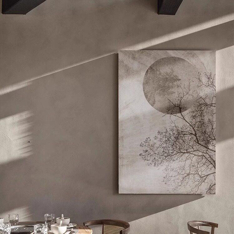 新中式静物装饰画民宿酒店高档玄关挂画侘寂原木风客厅背景墙壁画