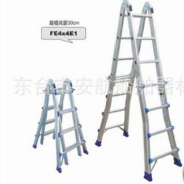 欧式铝合金折叠伸梯,FE4X4E1金锚折叠梯带保险 金锚梯子