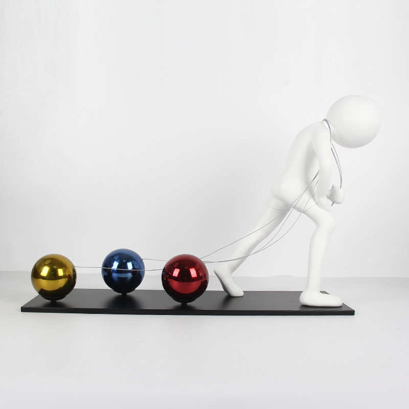 样板间过道拉球简约家居雕塑人物摆件装饰品轻商场创意奢酒店玄关