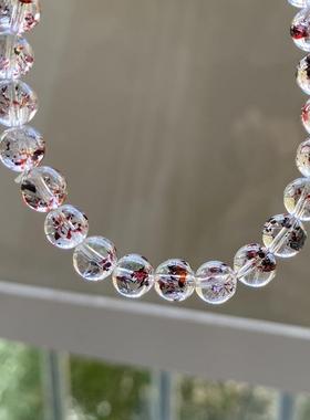 天然毒液红黑云母超七手链男女款双色手串精美珠链珠串规格6.7mm