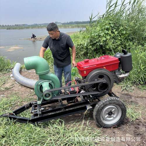 大8寸柴油动力拖车抽水泵移动拖车防汛流量大排水泵