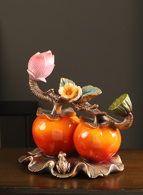 好事连连中式摆件柿子客厅玄关酒柜家居装饰乔迁新居礼品柿柿如意