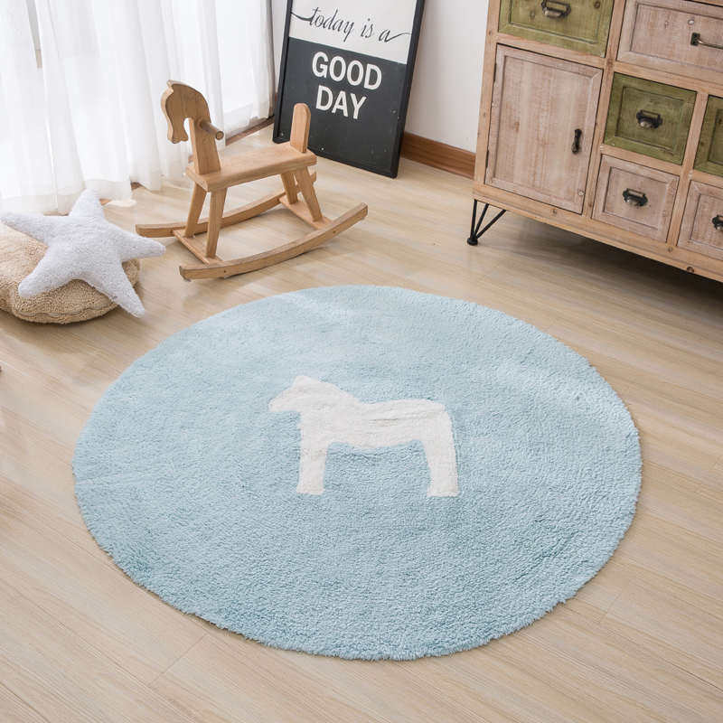小马纯棉圆形地垫儿童房圆地毯幼儿园宝宝爬行垫防摔垫写字椅防滑,居家布艺,地毯,淘宝优惠券,粉丝福利购,淘宝优惠卷