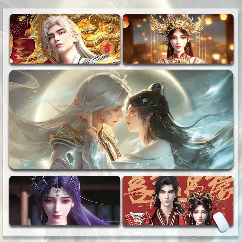 完美世界超大鼠标垫防滑耐磨舒适键盘垫橡胶锁边办公桌面垫