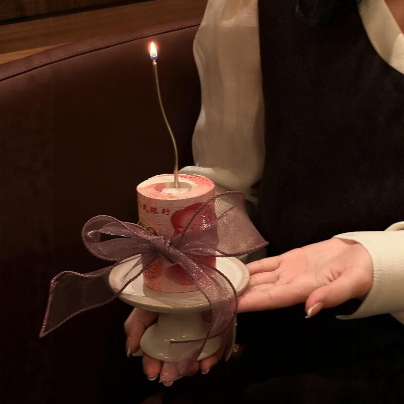纪念日蛋糕钱币蝴蝶结蛋糕装饰生日氛围感拍照出片道具纪念日惊喜