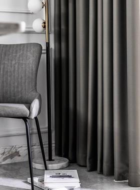 灰色窗帘遮光2厚025新款室棉麻F7695TSS加隔音光客卧厅防光避挡光