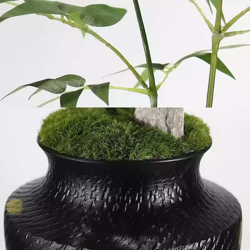新中式仿真花绿植酒店客厅餐桌假文竹陶瓷花器茶几装饰品竹子摆件