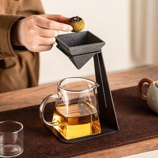 矿石无孔茶漏过滤器家用茶滤茶具配件茶滤茶漏一体公道杯泡茶神器