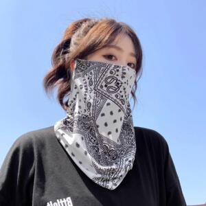 日本骑行面罩男女全脸冰丝防晒面罩挂耳护脖子透气孔遮阳面纱遮脸
