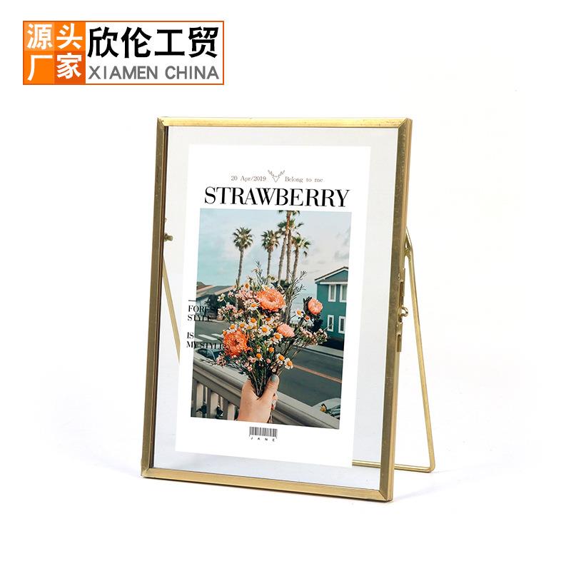 北欧简约相框玻璃透明画框书房摆件折叠摆台相框