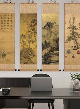 宋代细长字画、彷古山水画、听琴画、名画卷画、绢画卷画、免费外