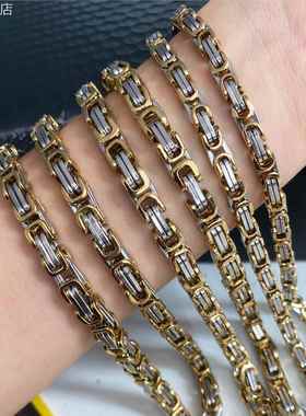 钛钢帝王项链间金拜占庭项链男潮帅气高级感嘻哈美式hiphop男链子