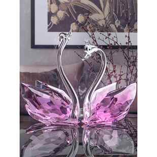 A5L水晶天鹅客厅玄关轻奢玻璃摆件电视柜酒柜柜台装 饰品家居结婚