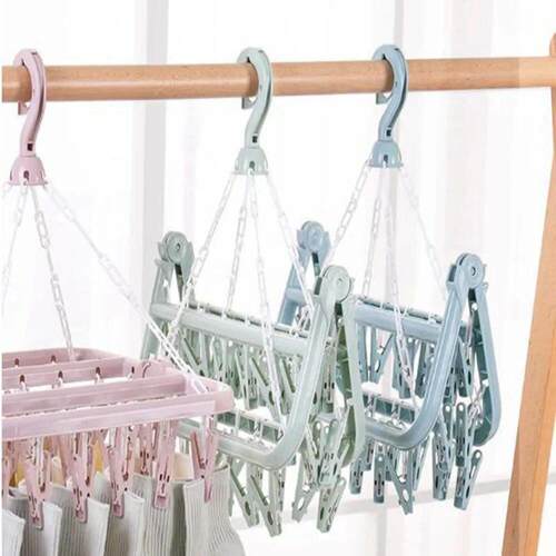 1pc 32-clip Large Capacity Plastic Socks Hanger, Underwear D